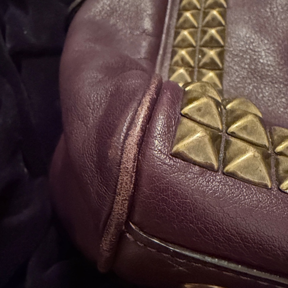 Coach Dark Purple Satchel with Gold Studs - Picture 12 of 13